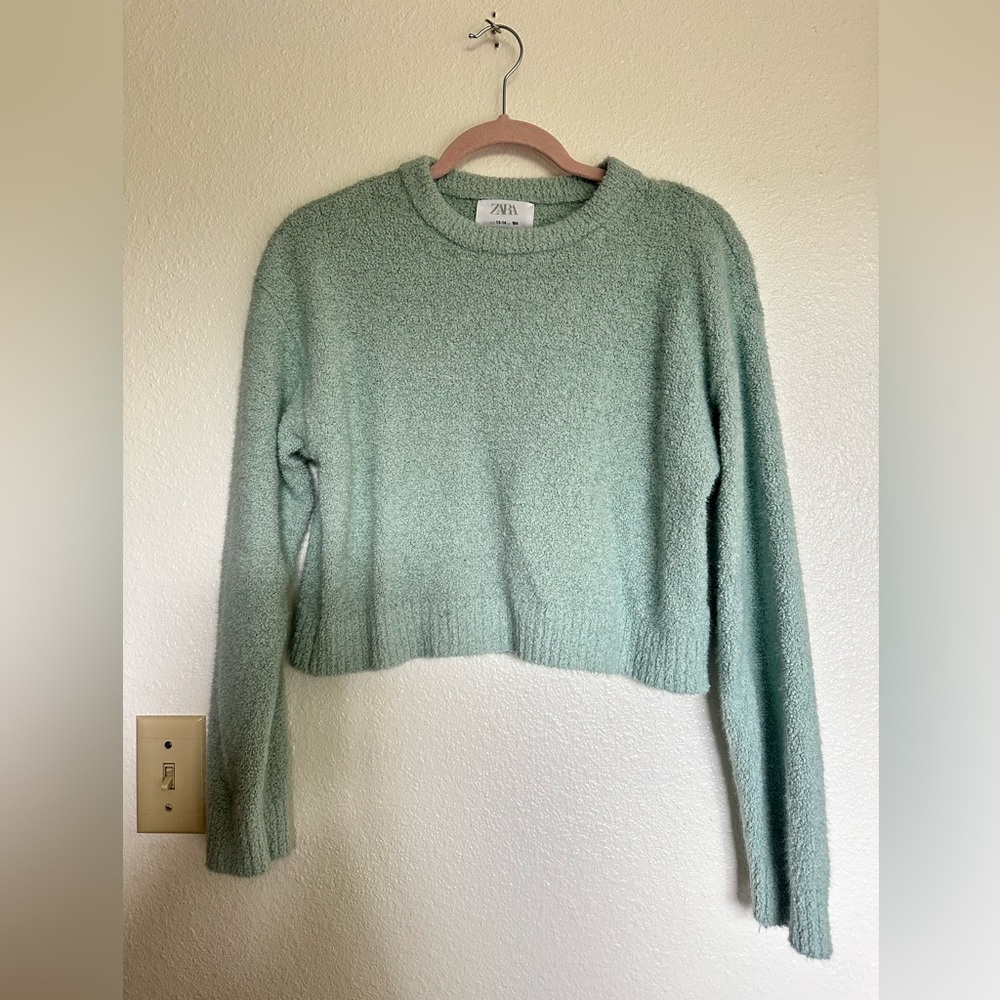 Zara sweater. Size 13-14. Seafoam green. Crop sweater